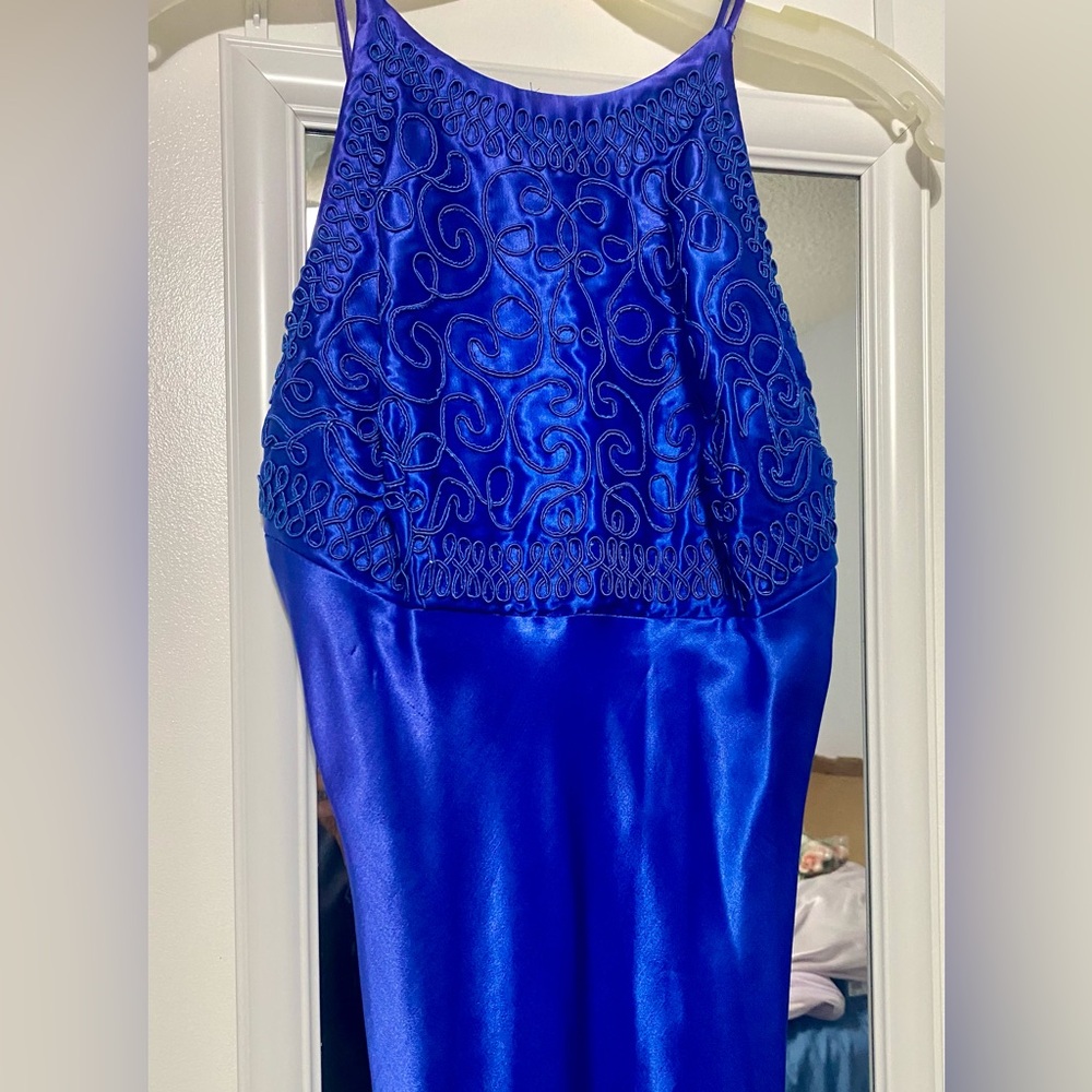Vibrant Blue Satin Dress